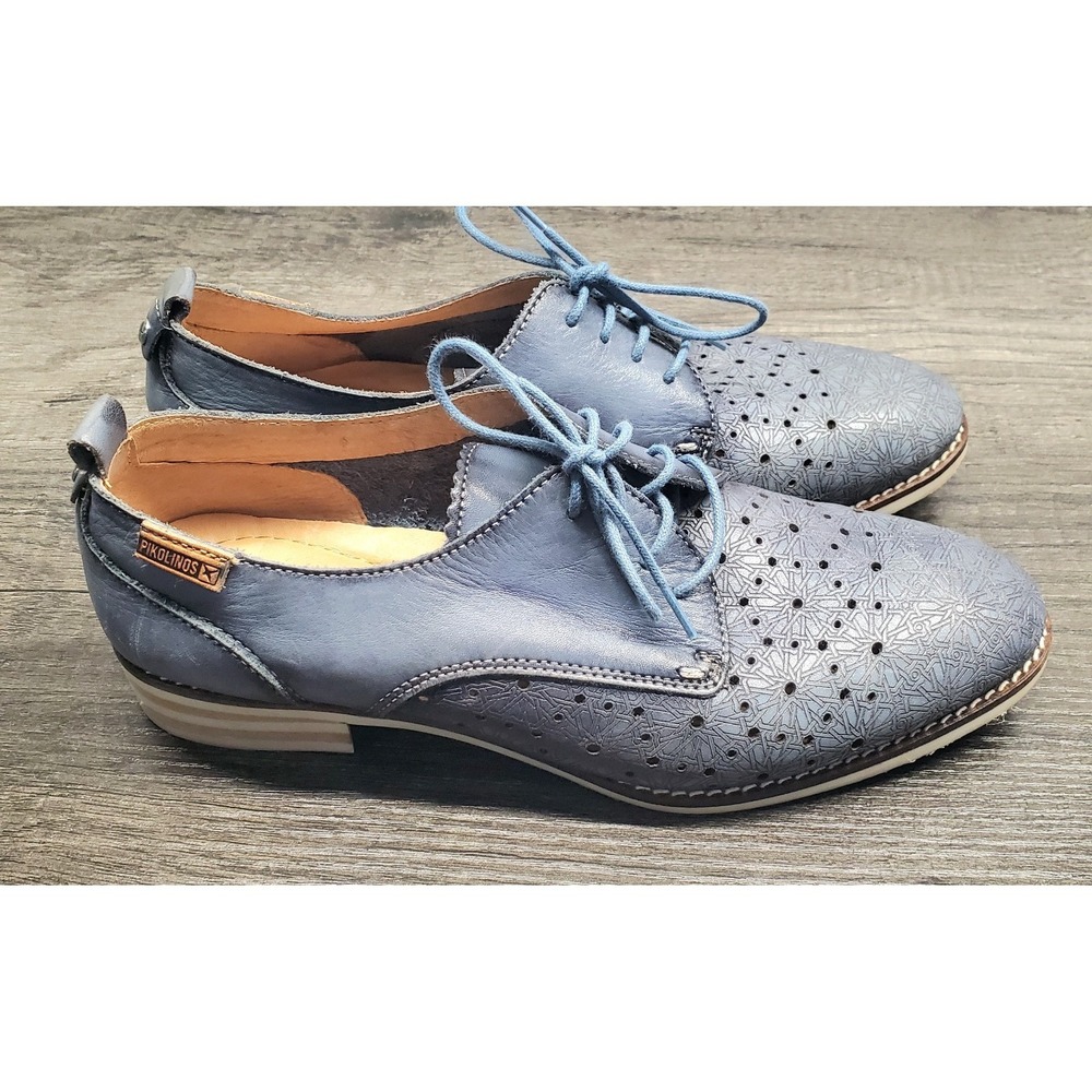 Pikolinos Shoes Blue Leather Royal Oxford Lace Up Womens 6.5-7 US 37 EUR EUC